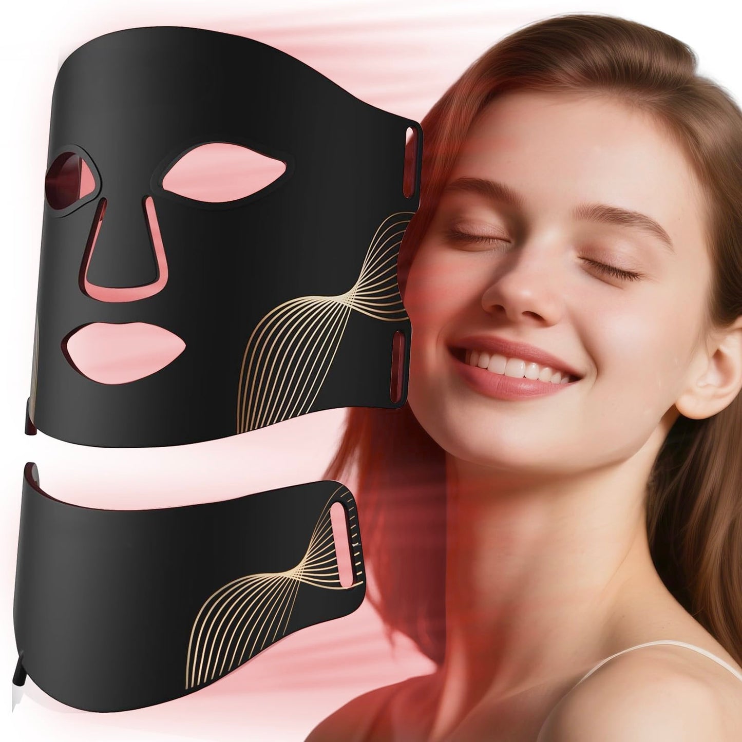 LED-Gesichtsmaske mit Hals – 7 Farben, Kabellos & Wiederaufladbar