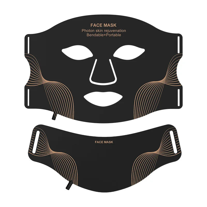 LED-Gesichtsmaske mit Hals – 7 Farben, Kabellos & Wiederaufladbar